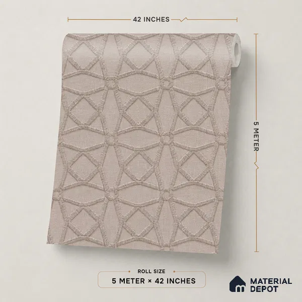 74057-3 | Warm Taupe Circle Trellis Patterned Wallpaper - 5 Meter x 42 Inches, 57 Sq. Ft. (Min. 15% Wastage)
