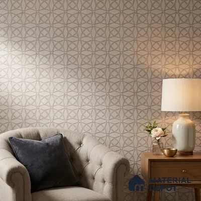 74057-3 | Warm Taupe Circle Trellis Patterned Wallpaper - 5 Meter x 42 Inches, 57 Sq. Ft. (Min. 15% Wastage)