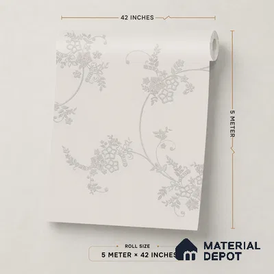 74056-1 | Pearl Grey Rose Trail Floral Wallpaper - 5 Meter x 42 Inches, 57 Sq. Ft. (Min. 15% Wastage)