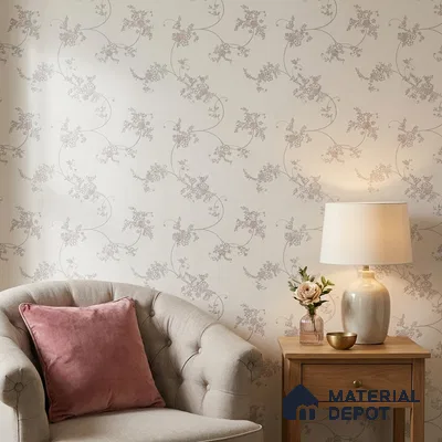 74056-1 | Pearl Grey Rose Trail Floral Wallpaper - 5 Meter x 42 Inches, 57 Sq. Ft. (Min. 15% Wastage)