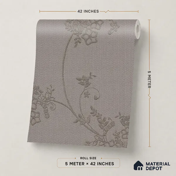74056-3 | Mocha Taupe Rose Trail Floral Wallpaper - 5 Meter x 42 Inches, 57 Sq. Ft. (Min. 15% Wastage)