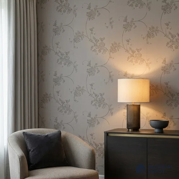 74056-3 | Mocha Taupe Rose Trail Floral Wallpaper - 5 Meter x 42 Inches, 57 Sq. Ft. (Min. 15% Wastage)