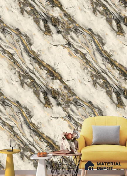 571406 | 9.5 Meter x 21 Inches Marble Look Wallpaper - 55 Sq. Ft. | Minimum 10% wastage during installation