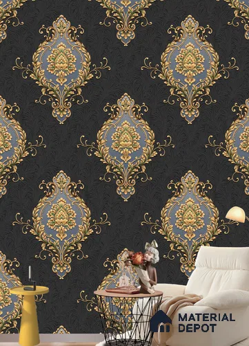 590707 | 9.5 Meter x 21 Inches Damask Look Wallpaper - 55 Sq. Ft.  | Minimum 15% wastage during installation