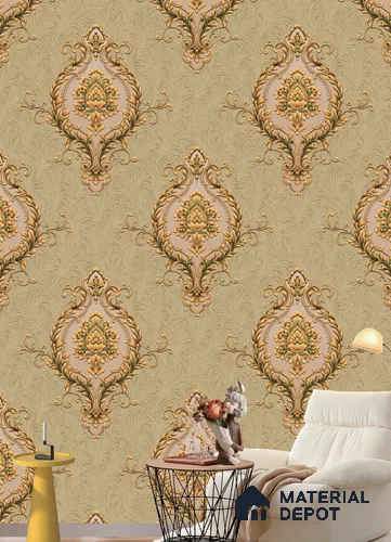 590705 | 9.5 Meter x 21 Inches Damask Look Wallpaper - 55 Sq. Ft.  | Minimum 15% wastage during installation