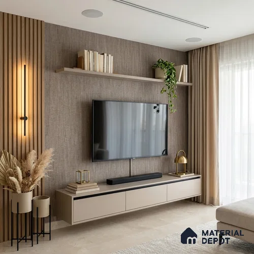 12165 | 5 Meter x 42 Inches Fabric Look Wallpaper - 57.41 Sq. Ft. | Minimum 10% wastage during installation