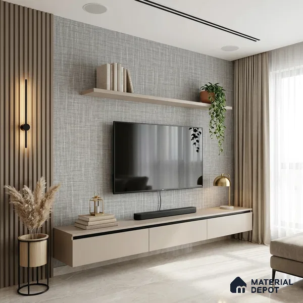 12161 | 5 Meter x 42 Inches Fabric Look Wallpaper - 57.41 Sq. Ft. | Minimum 10% wastage during installation