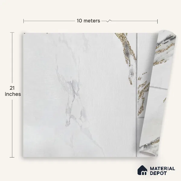 MH 244 | 10 Meter x 21 Inches Marble Look Wallpaper - 57.37 Sq. Ft.