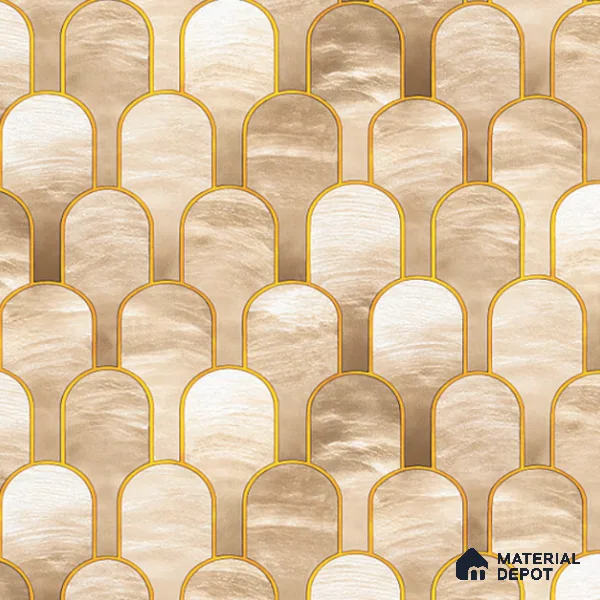 8009 | Warm Beige Scallop Fan Patterned Wallpaper - 10 Meter x 21 Inches, 57.37 Sq. Ft. (Min. 15% Wastage)