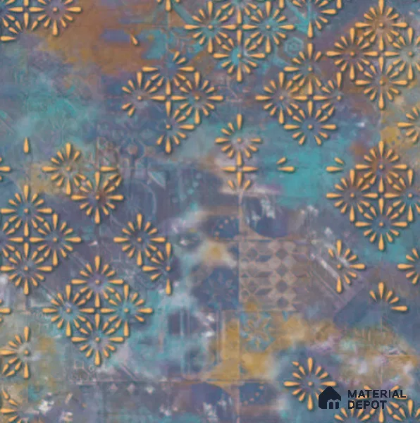 HC222-40 | Teal Star Tiles Textured Wallpaper - 10 Meter x 21 Inches, 57.37 Sq. Ft. (Min. 15% Wastage)