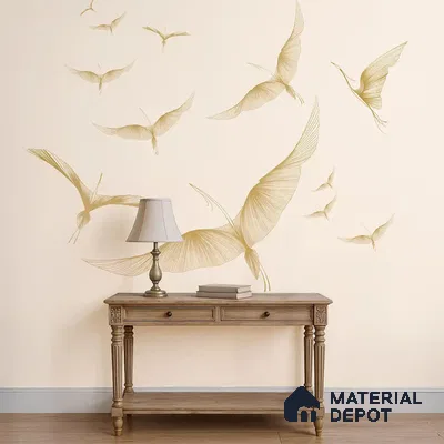 Golden Wings, Abstract Customised Canvas Wallpaper for Rooms