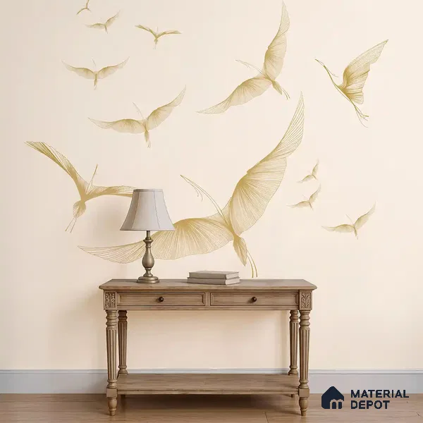 Golden Wings, Abstract Customised Canvas Wallpaper for Rooms