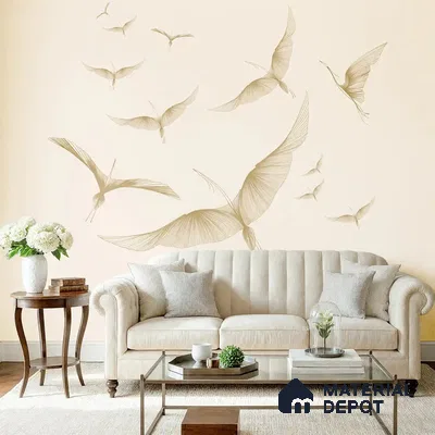 Golden Wings, Abstract Customised Canvas Wallpaper for Rooms
