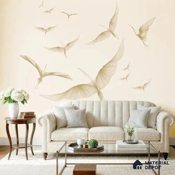 Golden Wings, Abstract Customised Canvas Wallpaper for Rooms