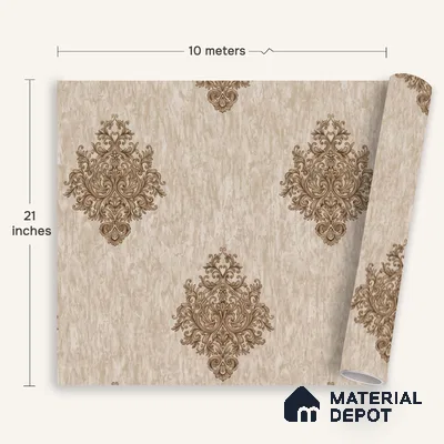 1306 | 10 Meter x 21 Inches Damask Look Wallpaper - 57.41 Sq. Ft. | Minimum 15% wastage during installation