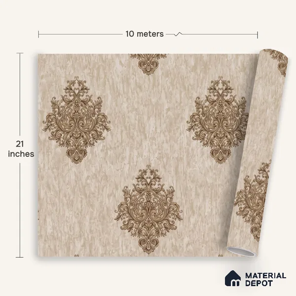 1306 | 10 Meter x 21 Inches Damask Look Wallpaper - 57.41 Sq. Ft. | Minimum 15% wastage during installation