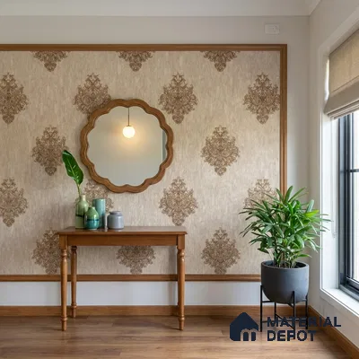 1306 | 10 Meter x 21 Inches Damask Look Wallpaper - 57.41 Sq. Ft. | Minimum 15% wastage during installation