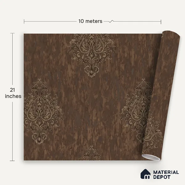 1307 | 10 Meter x 21 Inches Damask Look Wallpaper - 57.41 Sq. Ft. | Minimum 15% wastage during installation
