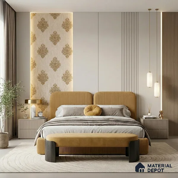 1308 | 10 Meter x 21 Inches Damask Look Wallpaper - 57.41 Sq. Ft. | Minimum 15% wastage during installation