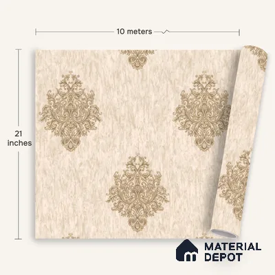 1308 | 10 Meter x 21 Inches Damask Look Wallpaper - 57.41 Sq. Ft. | Minimum 15% wastage during installation