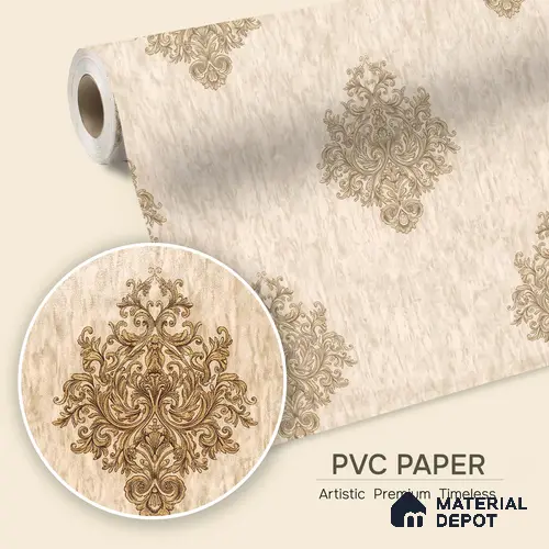 1308 | 10 Meter x 21 Inches Damask Look Wallpaper - 57.41 Sq. Ft. | Minimum 15% wastage during installation