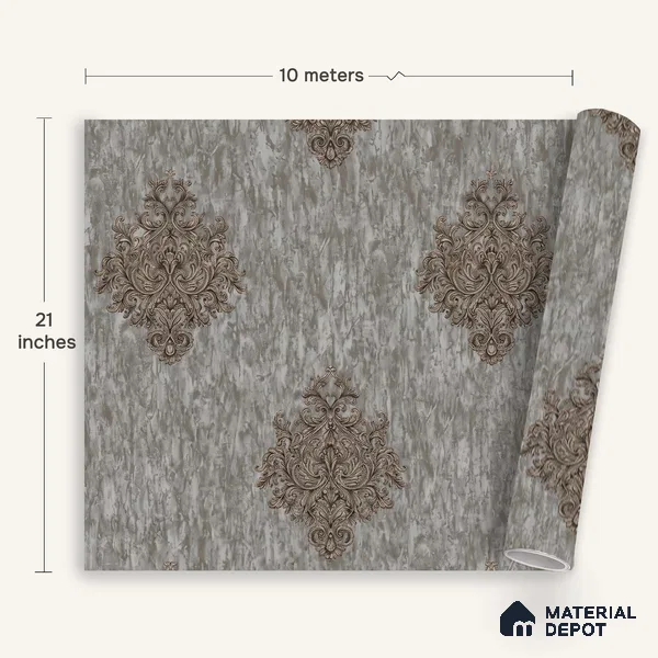 1309 | 10 Meter x 21 Inches Damask Look Wallpaper - 57.41 Sq. Ft. | Minimum 15% wastage during installation