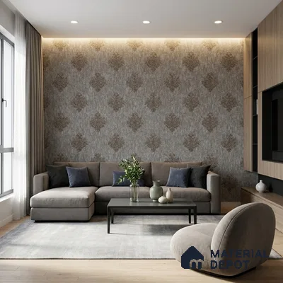 1309 | 10 Meter x 21 Inches Damask Look Wallpaper - 57.41 Sq. Ft. | Minimum 15% wastage during installation