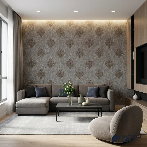 1309 | 10 Meter x 21 Inches Damask Look Wallpaper - 57.41 Sq. Ft. | Minimum 15% wastage during installation