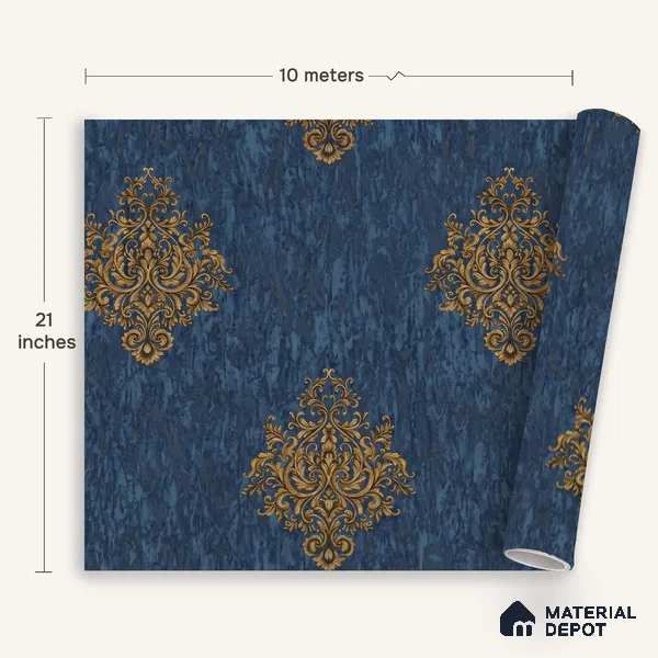 1310 | 10 Meter x 21 Inches Damask Look Wallpaper - 57.41 Sq. Ft. | Minimum 15% wastage during installation