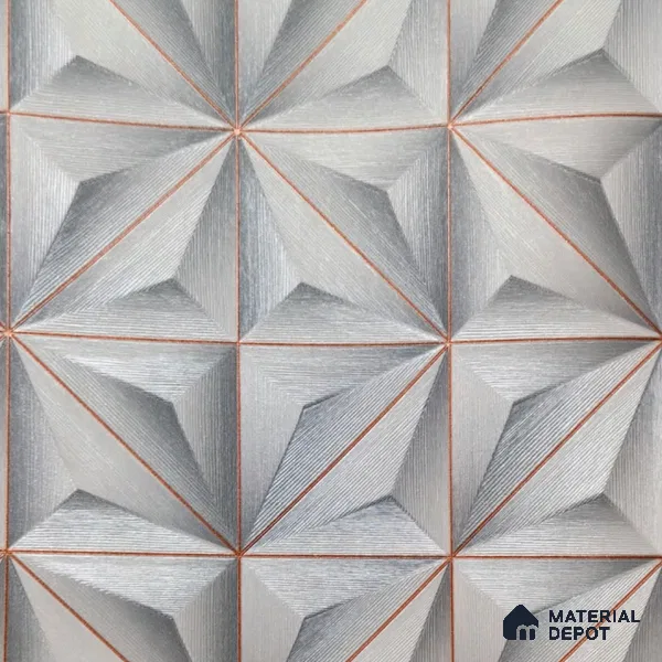 WP-1455 | Grey & Copper 3D Pyramid Facet Patterned Wallpaper - 9.5 Meter x 21 Inches, 54 Sq. Ft. (Min. 15% Wastage)