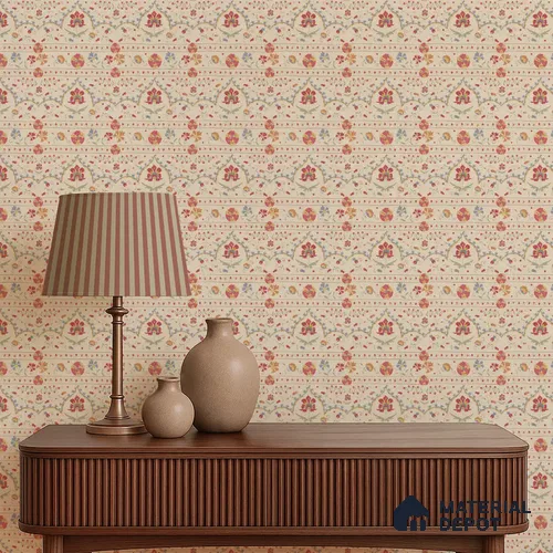 Phulkari Indian Soft Feel 6 Meter x 0.5 Meter Wallpaper Roll in Beige Color