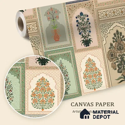 Blossoms and vines weave heritage into wallpapered walls of regal serenity | WP 05236 Canvas | 250 GSM WP01CNF Paper | (MOQ = 30 Sq. Ft.)