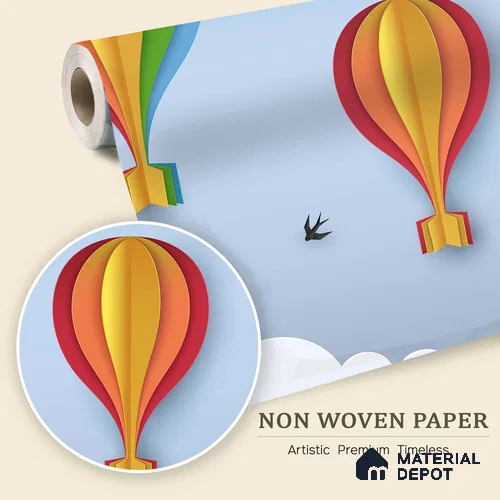 Balloons drifting upward in Sky Wallpaper | WP 05237 B Non Woven | 150 GSM WP01MTF Paper | (MOQ = 30 Sq. Ft.) | Design change not possible