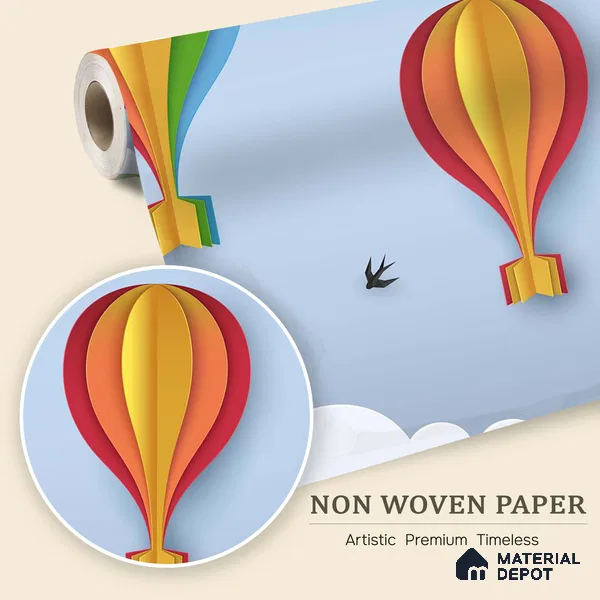 Balloons drifting upward in Sky Wallpaper | WP 05237 B Non Woven | 150 GSM WP01MTF Paper | (MOQ = 30 Sq. Ft.) | Design change not possible