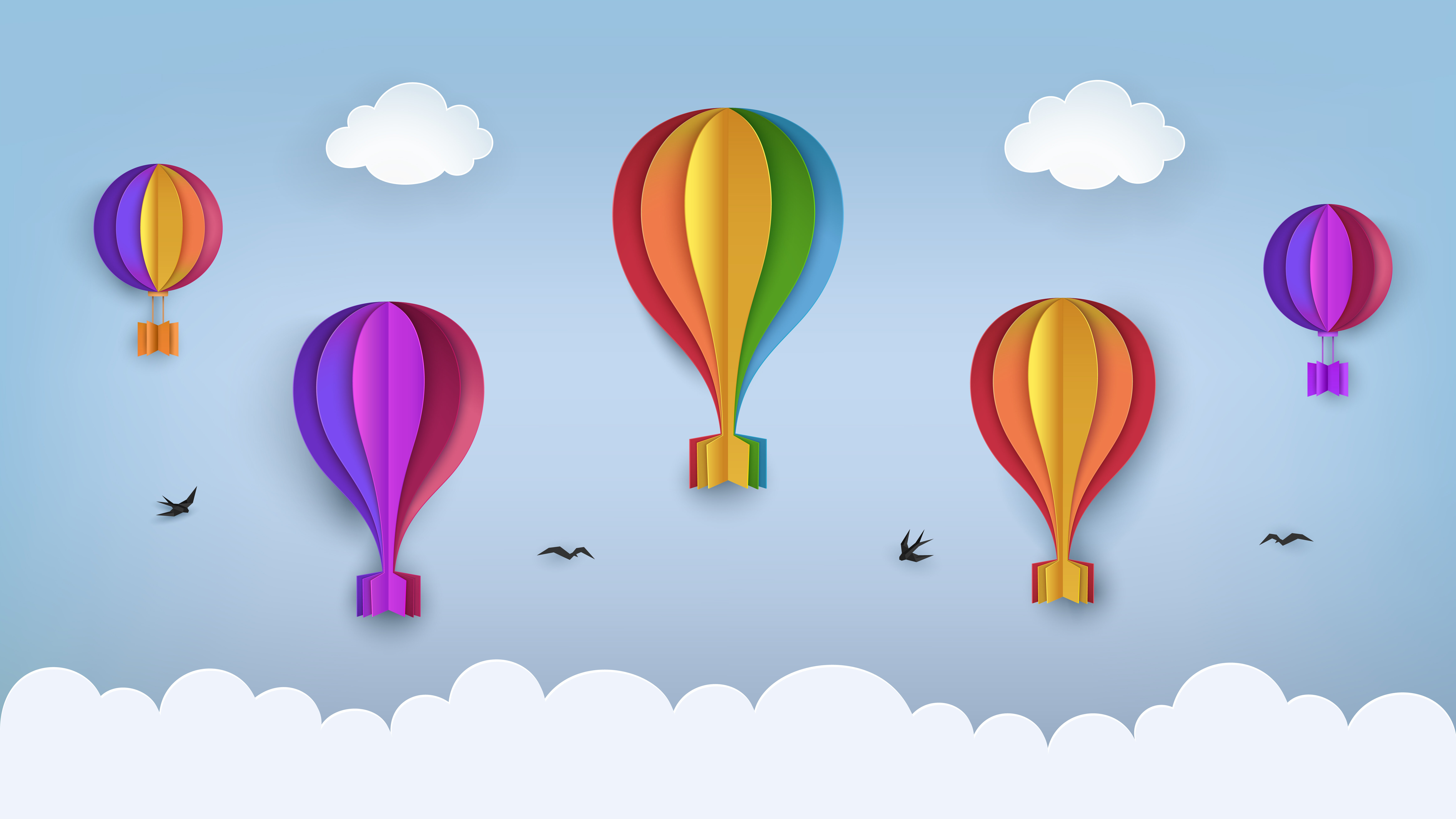 Balloons drifting upward in Sky Wallpaper | WP 05237 Canvas | 250 GSM WP01CNF Paper | (MOQ = 30 Sq. Ft.) | Design change not possible