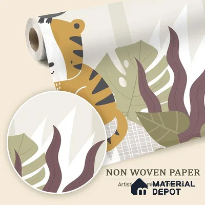 Cute Tropical Jungle Friends Wallpaper in a Playful Leafy Wonderland | WP 05238 B Non Woven | 150 GSM WP01MTF Paper | (MOQ = 30 Sq. Ft.)