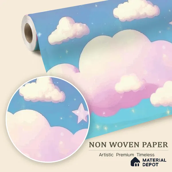 Cartoon Pegasus Unicorn Wallpaper in a Sweet Fairy Tale Dreamland | WP 05240 B Non Woven | 150 GSM WP01MTF Paper | (MOQ = 30 Sq. Ft.)