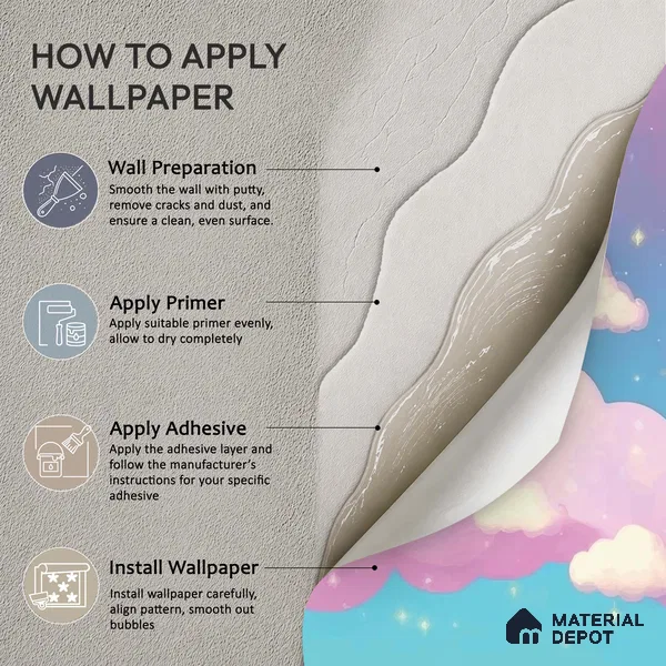 Cartoon Pegasus Unicorn Wallpaper in a Sweet Fairy Tale Dreamland | WP 05240 Canvas | 250 GSM WP01CNF Paper | (MOQ = 30 Sq. Ft.)