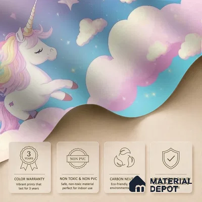Cartoon Pegasus Unicorn Wallpaper in a Sweet Fairy Tale Dreamland | WP 05240 Canvas | 250 GSM WP01CNF Paper | (MOQ = 30 Sq. Ft.)