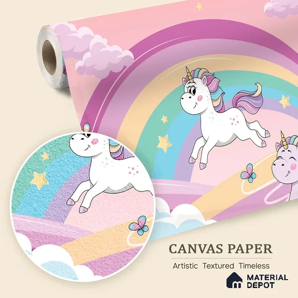 Fantasy Ponies Wallpaper Jumping and Flying Through an Imagination World | WP 05241 Canvas | 250 GSM WP01CNF Paper | (MOQ = 30 Sq. Ft.)