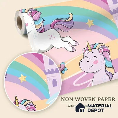 Fantasy Ponies Wallpaper Jumping and Flying Through an Imagination World | WP 05241 B Non Woven | 150 GSM WP01MTF Paper | (MOQ = 30 Sq. Ft.)