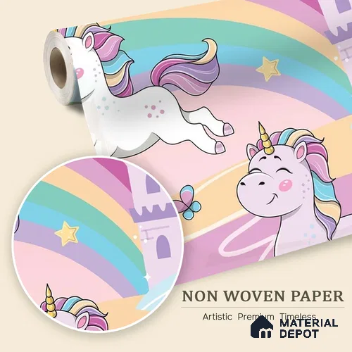 Fantasy Ponies Wallpaper Jumping and Flying Through an Imagination World | WP 05241 B Non Woven | 150 GSM WP01MTF Paper | (MOQ = 30 Sq. Ft.)