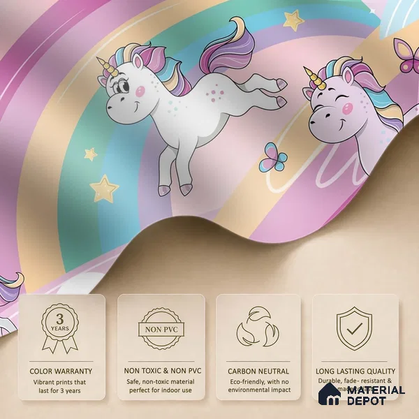 Fantasy Ponies Wallpaper Jumping and Flying Through an Imagination World | WP 05241 B Non Woven | 150 GSM WP01MTF Paper | (MOQ = 30 Sq. Ft.)
