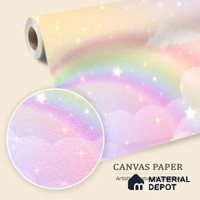 Rainbow Fantasy Wallpaper Background with a Soft Holographic Cartoon Glow | WP 05242 Canvas | 250 GSM WP01CNF Paper | (MOQ = 30 Sq. Ft.)
