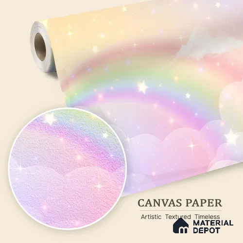 Rainbow Fantasy Wallpaper Background with a Soft Holographic Cartoon Glow | WP 05242 Canvas | 250 GSM WP01CNF Paper | (MOQ = 30 Sq. Ft.)