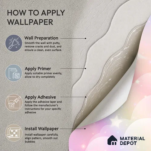 Rainbow Fantasy Wallpaper Background with a Soft Holographic Cartoon Glow | WP 05242 B Non Woven | 150 GSM WP01MTF Paper | (MOQ = 30 Sq. Ft.)