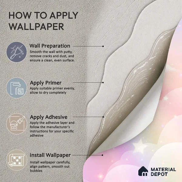Rainbow Fantasy Wallpaper Background with a Soft Holographic Cartoon Glow | WP 05242 B Non Woven | 150 GSM WP01MTF Paper | (MOQ = 30 Sq. Ft.)