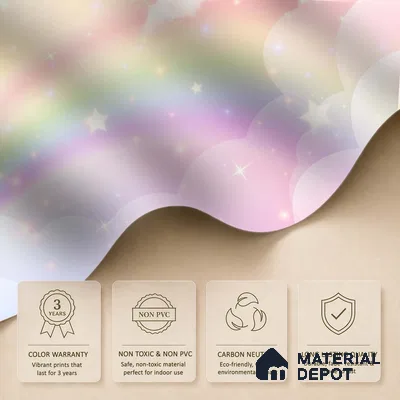 Rainbow Fantasy Wallpaper Background with a Soft Holographic Cartoon Glow | WP 05242 B Non Woven | 150 GSM WP01MTF Paper | (MOQ = 30 Sq. Ft.)