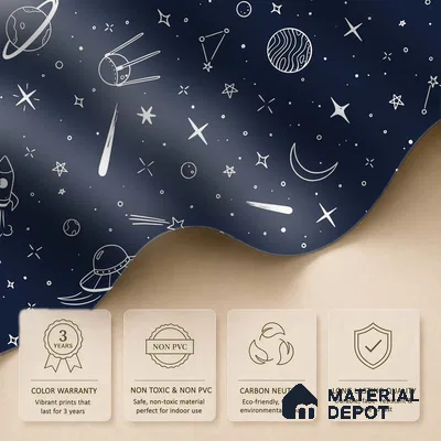 Hand-Drawn Doodle Sketch of Stars Wallpaper Planets and Galaxy Wonders | WP 05245 B Non Woven | 150 GSM WP01MTF Paper | (MOQ = 30 Sq. Ft.)