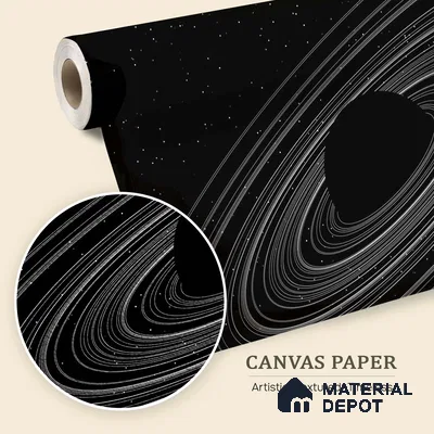 Dark Spiral Planet with Rings Wallpaper Floating in a Mysterious Cosmos | WP 05246 Canvas | 250 GSM WP01CNF Paper | (MOQ = 30 Sq. Ft.)